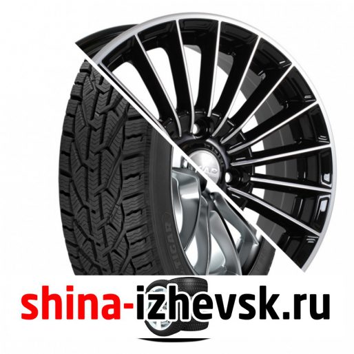 Колесо в сборе Tigar Winter 185/60 R15 T 88 + СКАД Веритас 6xR15 4×98 ET38 DIA58.6 Черный глянцевый с полированной лицевой поверхностью в Ижевске